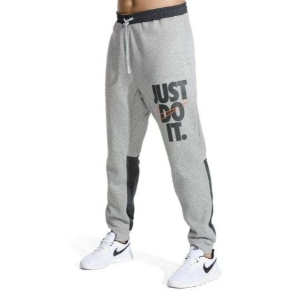 Nike Sportswear Just Do It Swoosh Tapered Gray Black Colorblock Cuffed Jogger